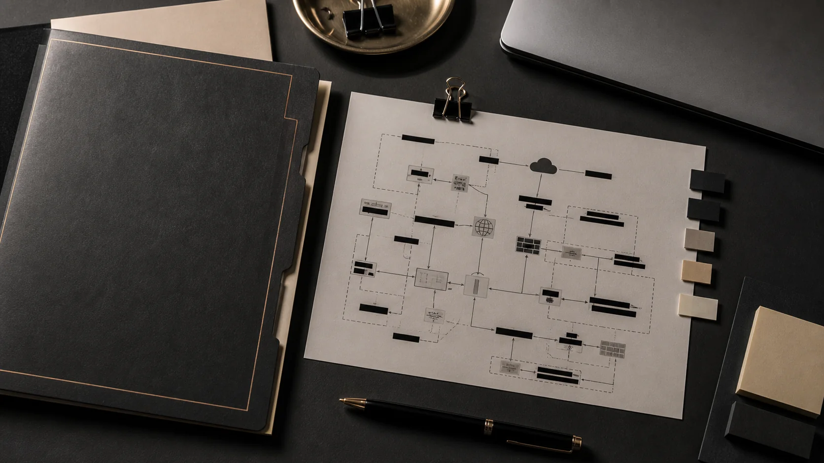 Rules of engagement folder and redacted network diagram for assessment planning